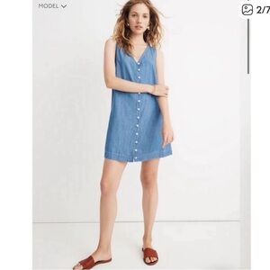 Madewell XS lightweight Sleeveless Chambray Button-Front Dress
